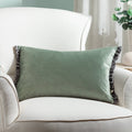 Velvet Cushion - Sage / Grey - Draper and Mercer