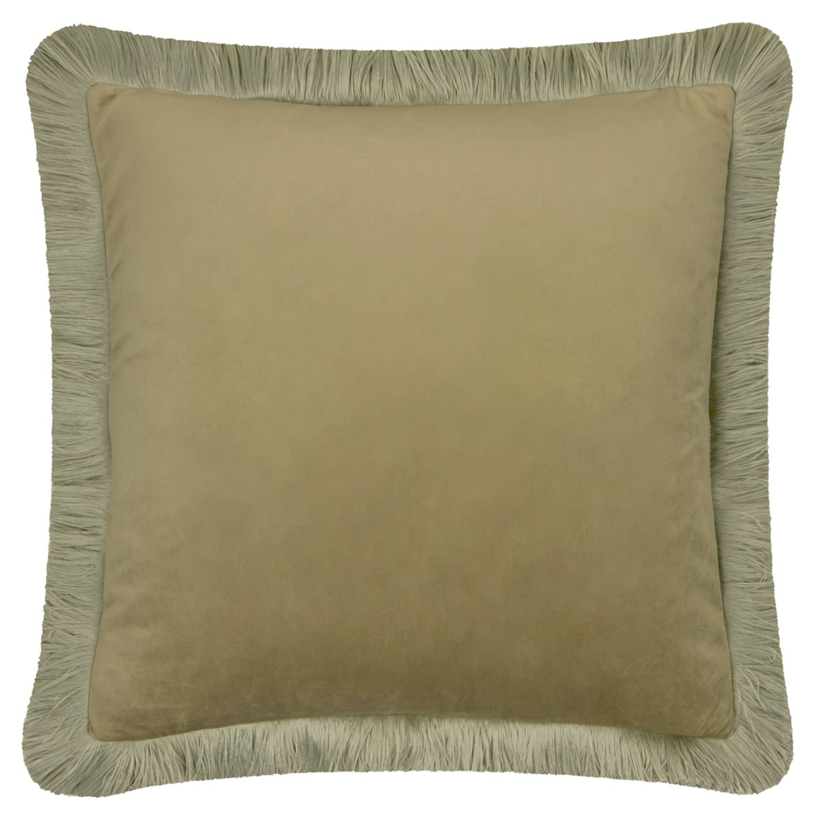 Halo Fringed Velvet Cushion - Sage/Green - Draper and Mercer