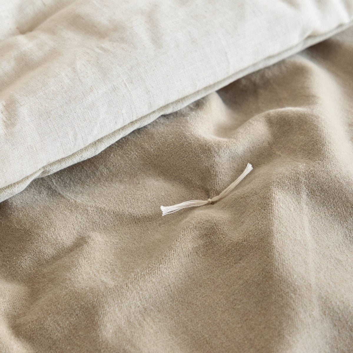 100% Cotton Velvet Bedspread - Natural - Draper and Mercer
