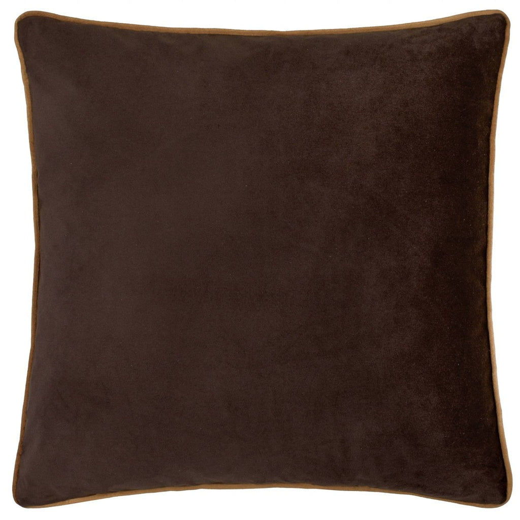 Meridian Velvet Cushion - Chocolate/Caramel - Draper and Mercer