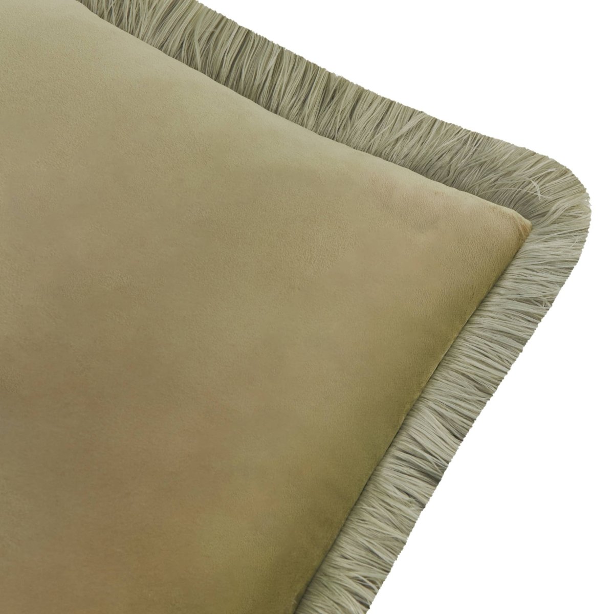 Halo Fringed Velvet Cushion - Sage/Green - Draper and Mercer