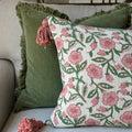 Floral Tasselled & Sage Velvet Cushion Bundle - Draper and Mercer