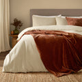 Heavy Chenille Velvet Throw Nutmeg: Nutmeg / 150 x 200cm - Draper and Mercer
