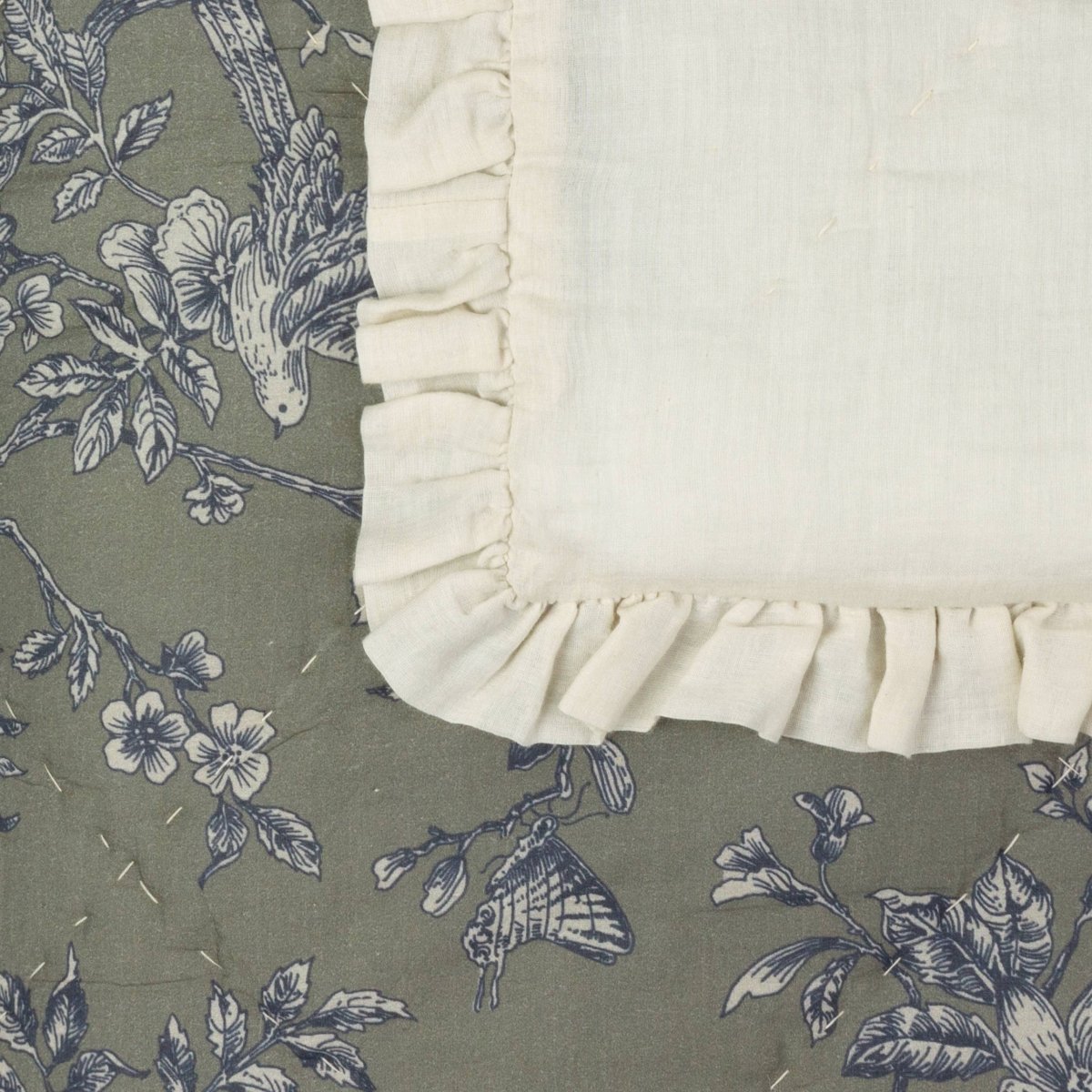 100 % Cotton Ruffled Bedspread - Moss - Draper and Mercer