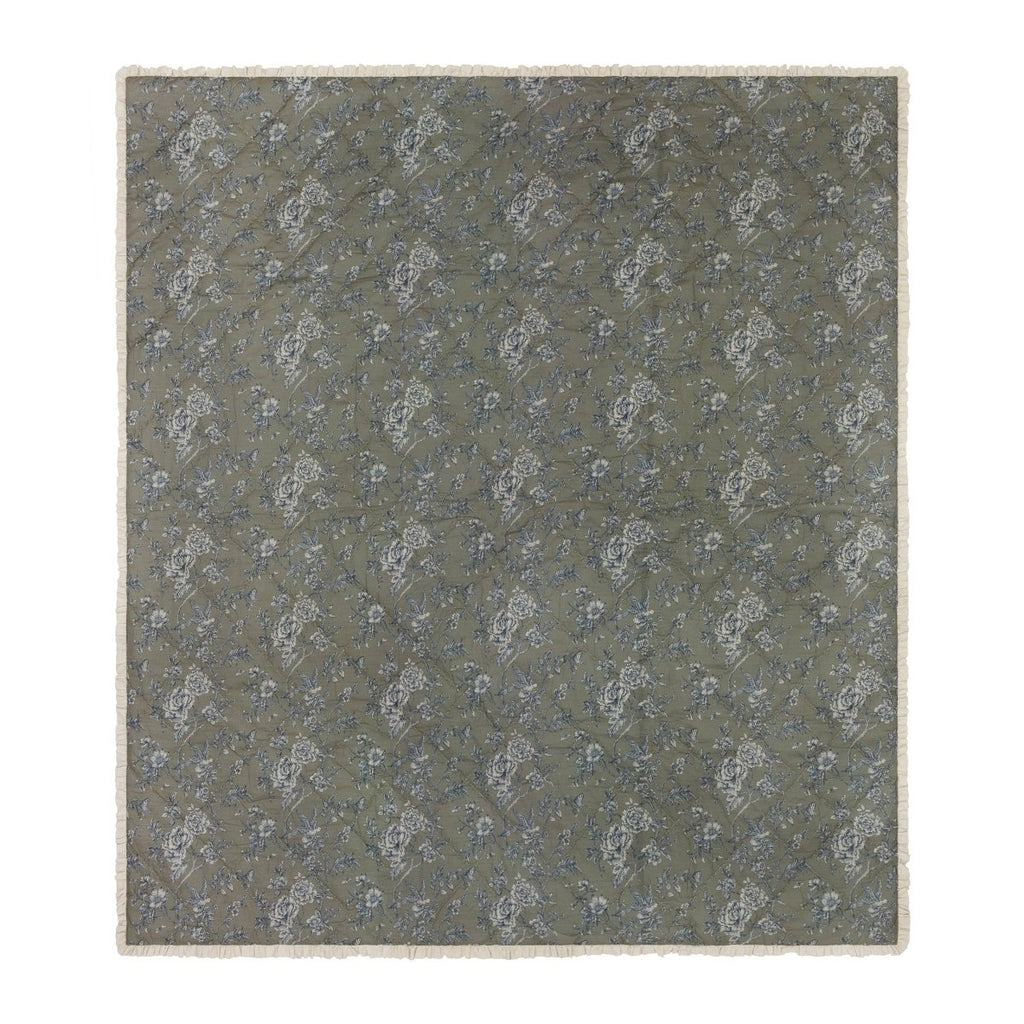 100 % Cotton Ruffled Bedspread - Moss - Draper and Mercer