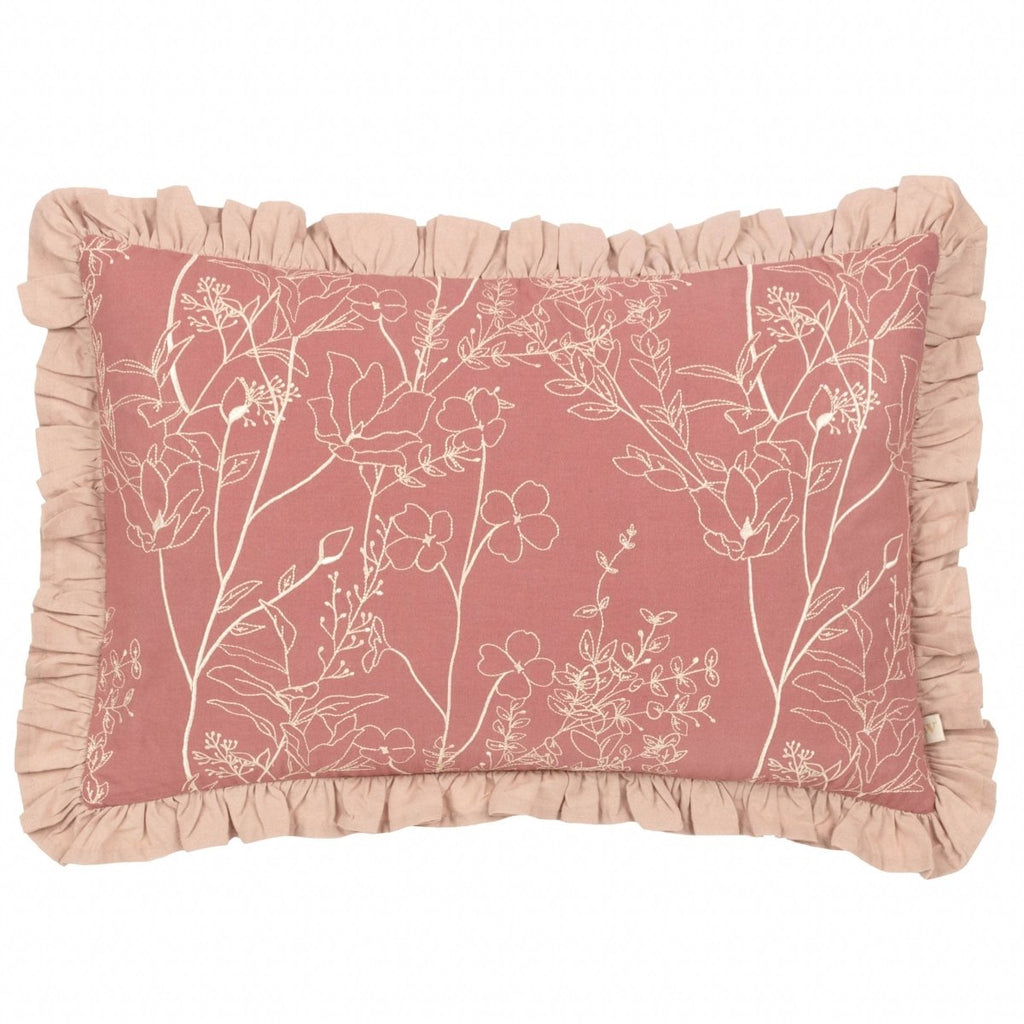 Embroidered Cotton Cushion - Petal - Draper and Mercer