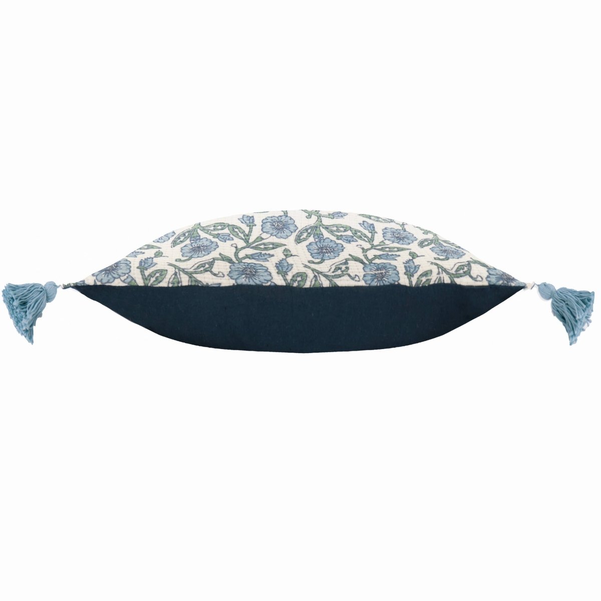 Floral Tasselled Cushion - Blue - Draper and Mercer