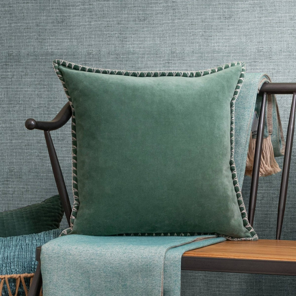 Stitch Embroidered Cushion - Seafoam - Draper and Mercer
