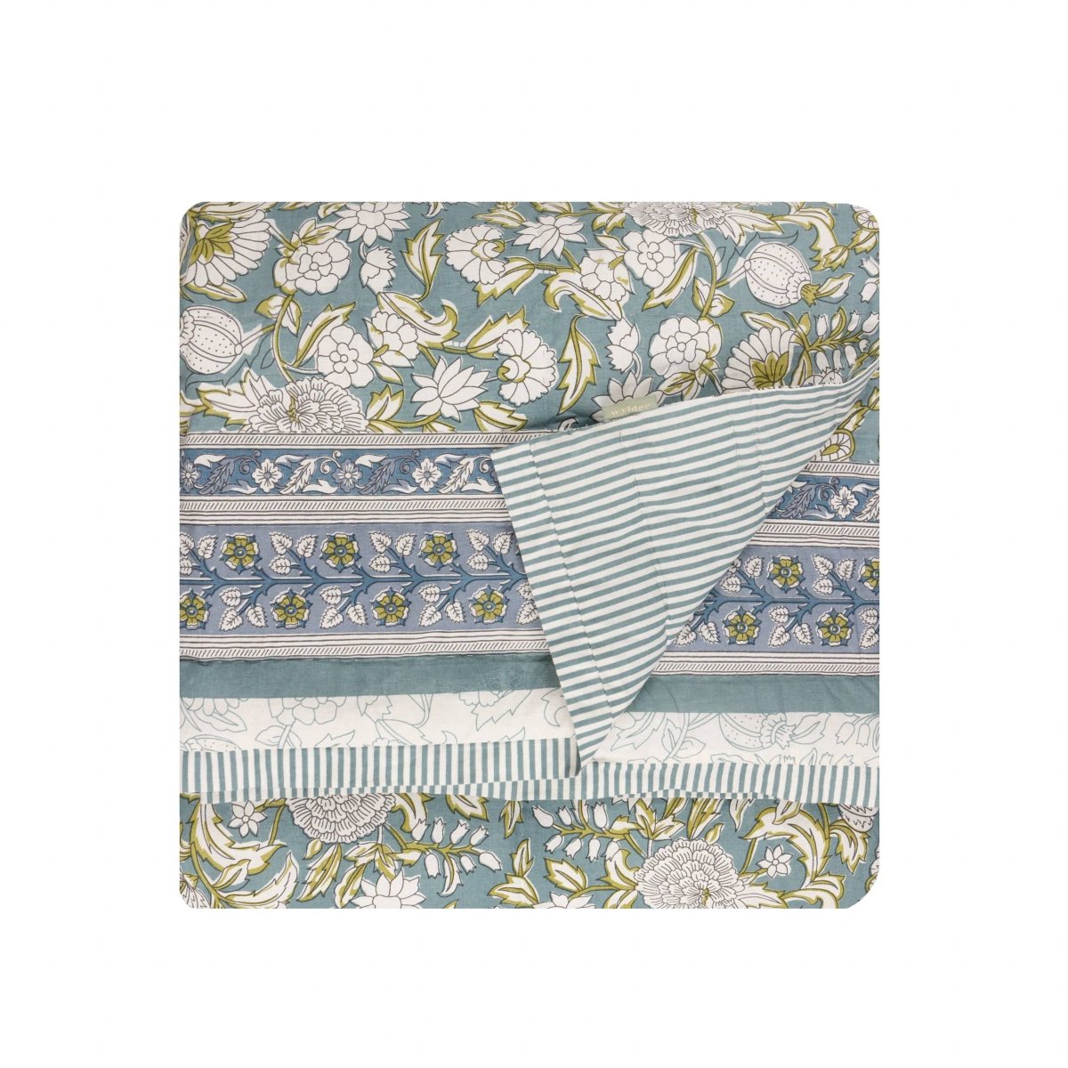 100% Cotton Floral Bedspread - Blue - Draper and Mercer