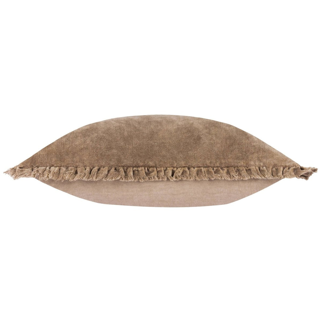 Washed Cotton Velvet Cushion - Chocolate - Draper and Mercer