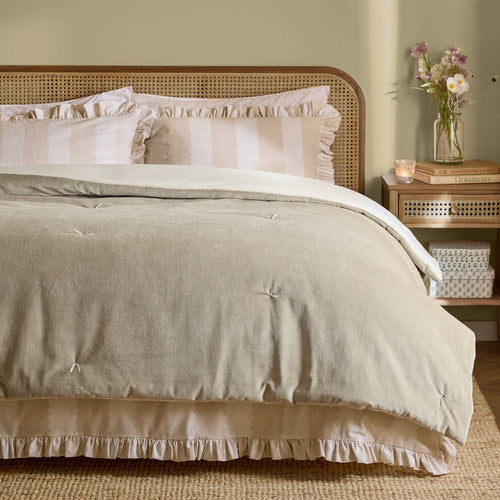 100% Cotton Velvet Bedspread - Natural - Draper and Mercer
