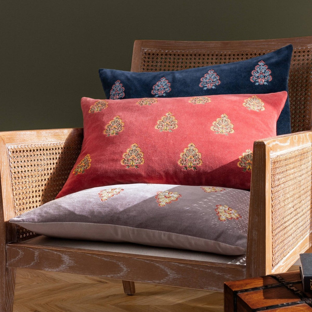 Embroidered Cushion - Regal Rose - Draper and Mercer