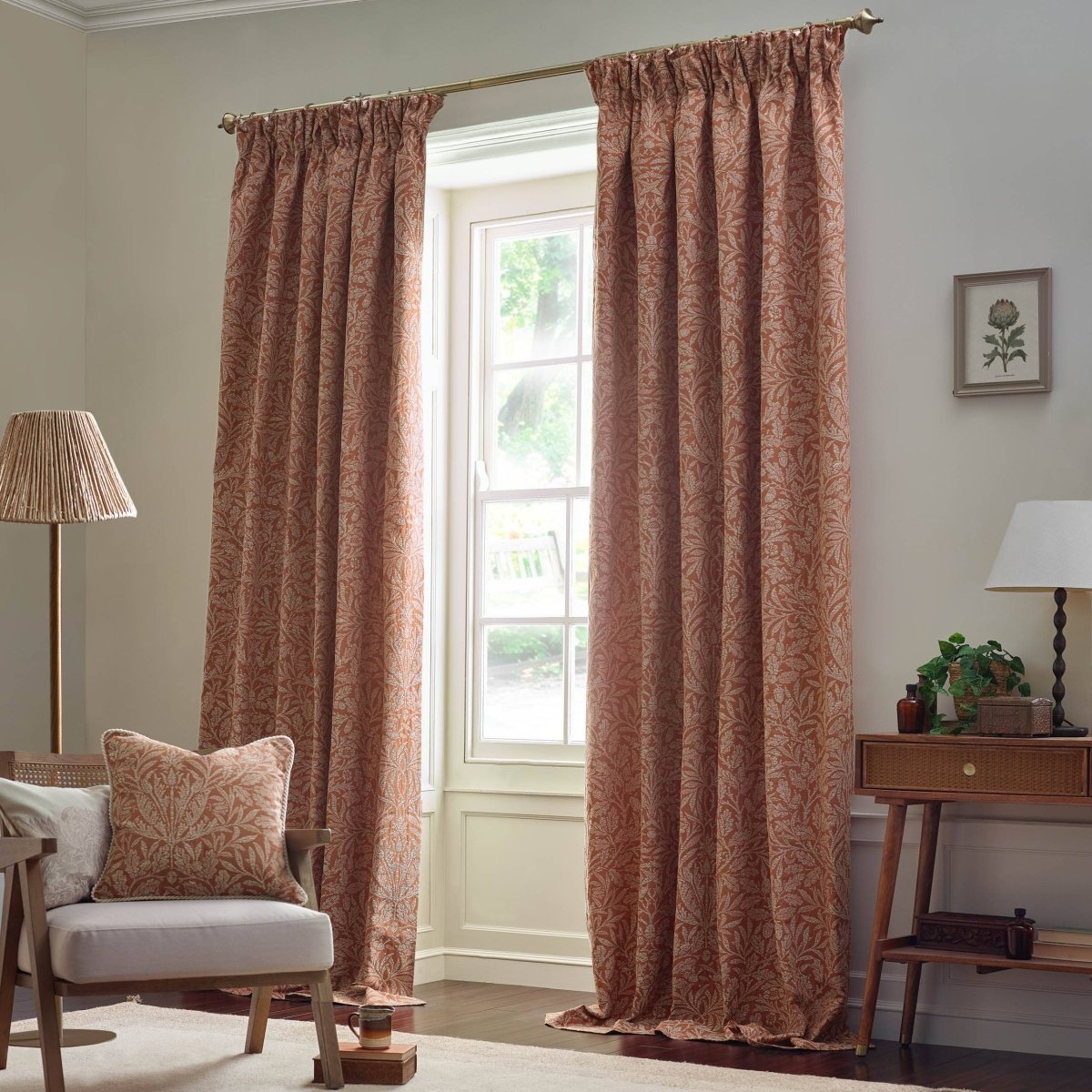 Acorn Tonal Jacquard Cushion - Brick - Draper and Mercer