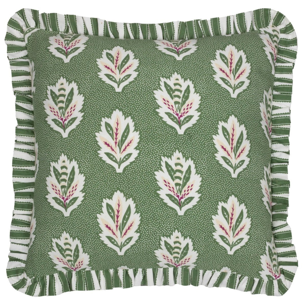 Sessile Leaf Ruffle Cushion – Leaf Green - Draper and Mercer