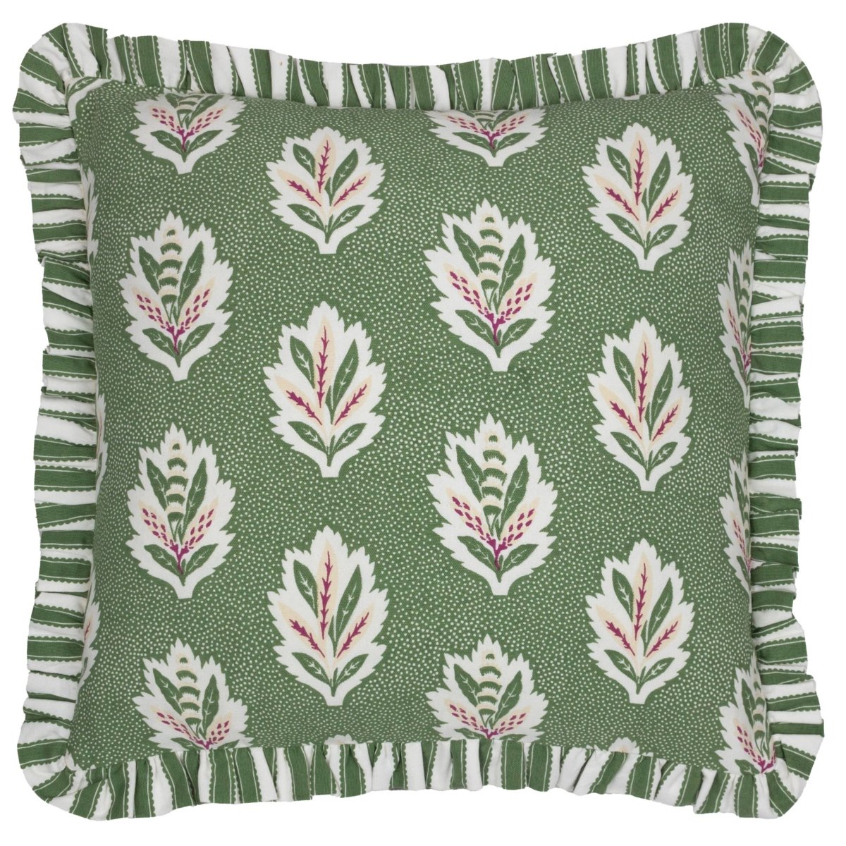 Sessile Leaf Ruffle Cushion – Leaf Green - Draper and Mercer
