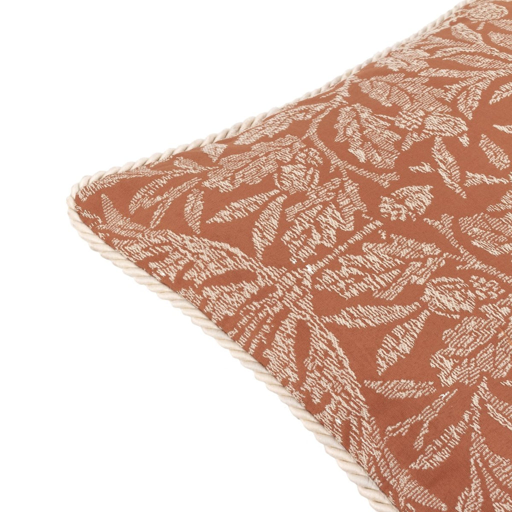 Acorn Tonal Jacquard Cushion - Brick - Draper and Mercer