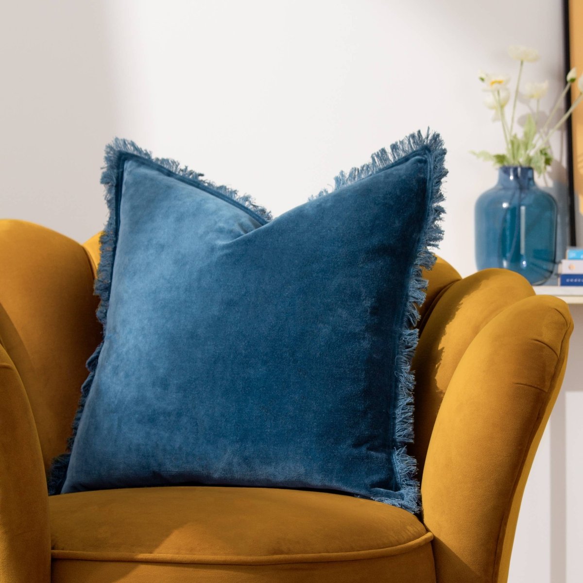Velvet Cushion - Ink Blue - Draper and Mercer