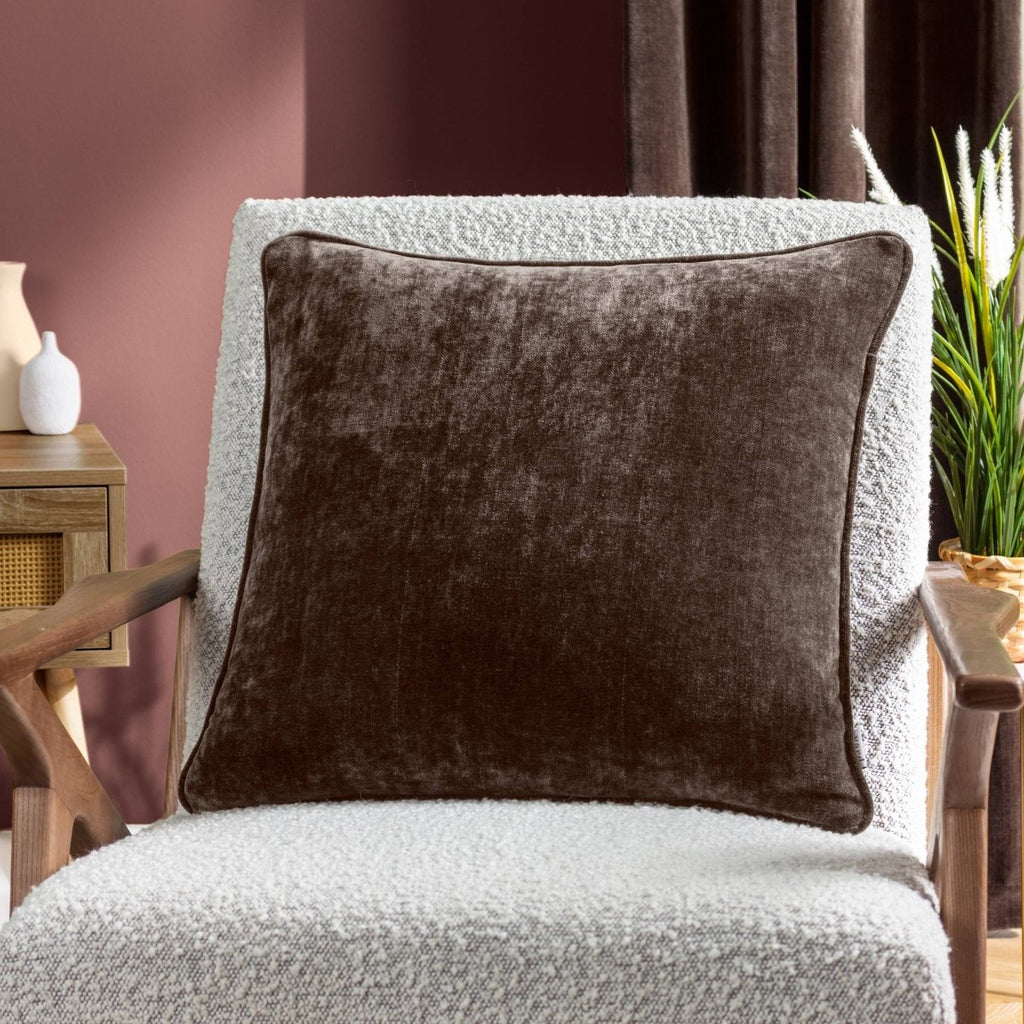 Heavy Chenille Cushion - Brown - Draper and Mercer