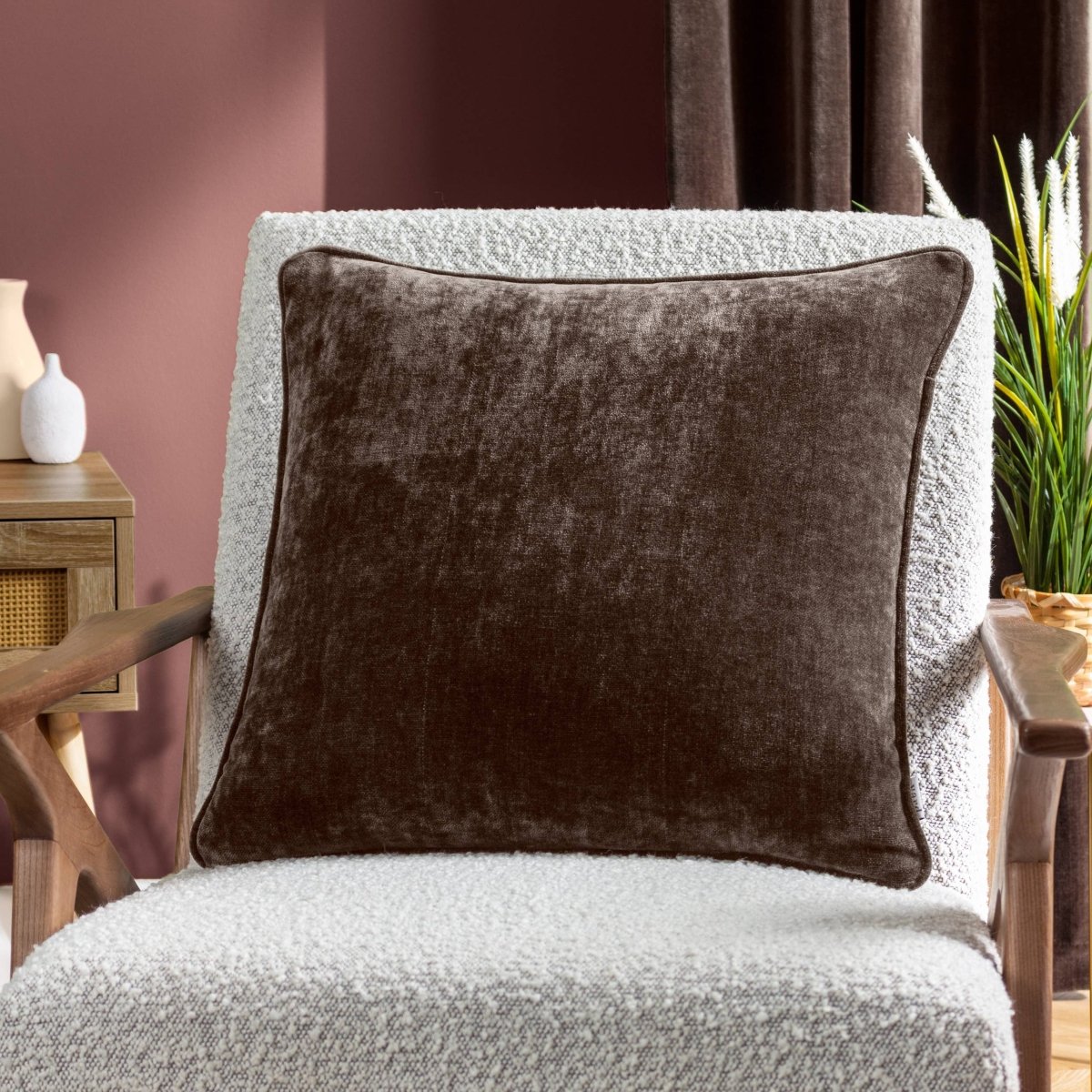 Heavy Chenille Cushion - Brown - Draper and Mercer