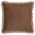 Solene Ruffle Matte Velvet Cushion - Truffle - Draper and Mercer