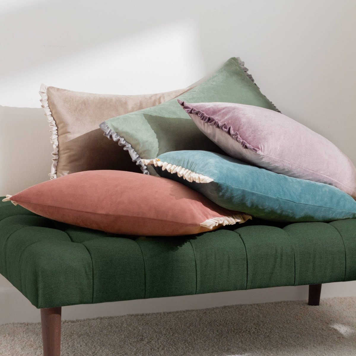 Velvet Cushion - Sage / Grey - Draper and Mercer