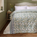 100% Cotton Floral Bedspread - Blue - Draper and Mercer