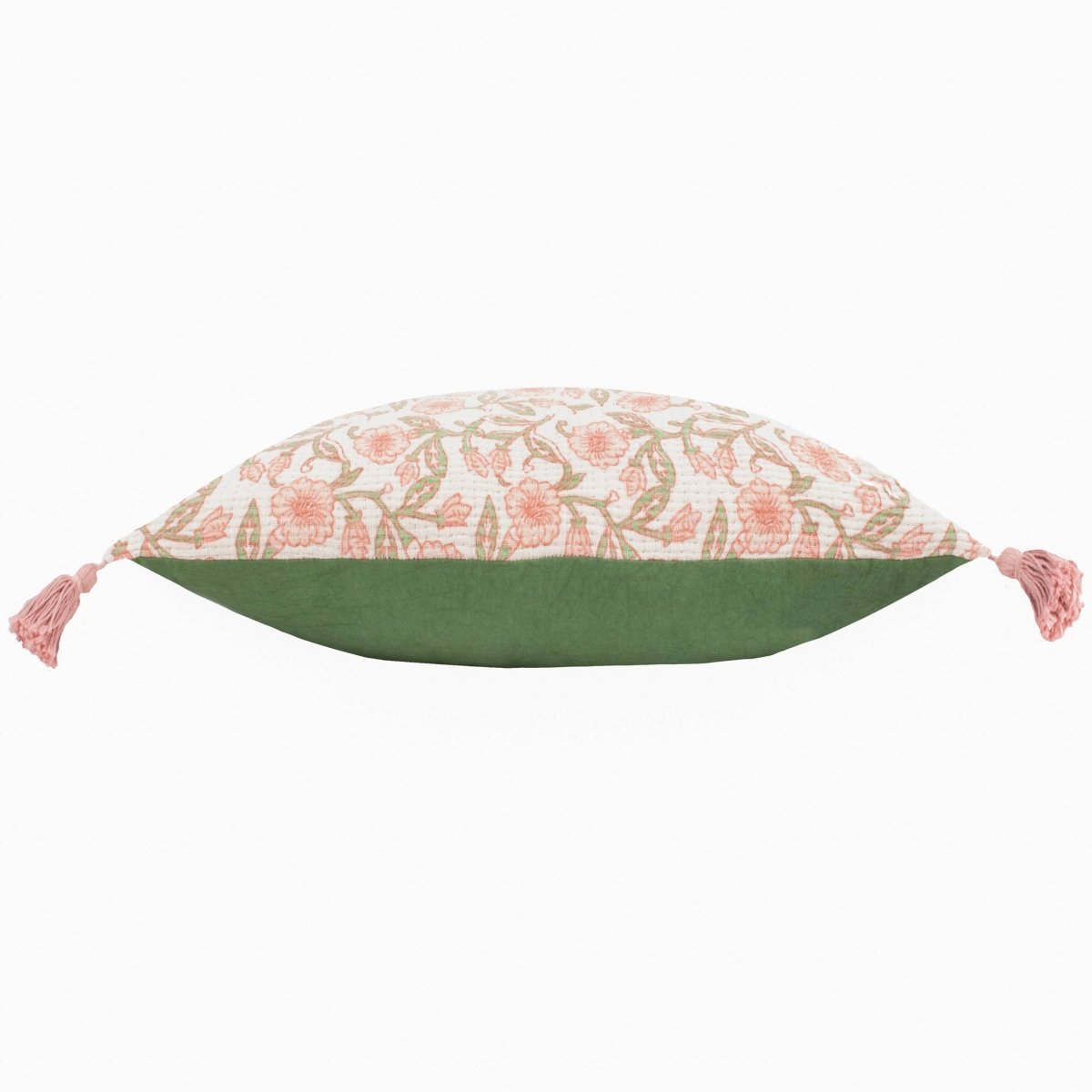 Floral Tasselled Cushion - Coral - Draper and Mercer