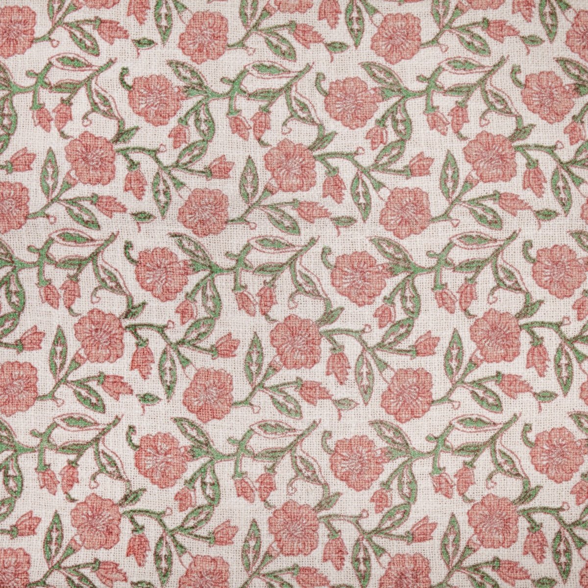 Floral Printed Cotton Throw - Coral - Draper and Mercer