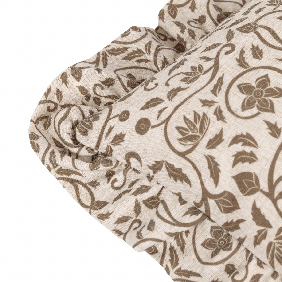 Linen Filigree Printed Ruffle Cushion - Linen/Olive - Draper and Mercer