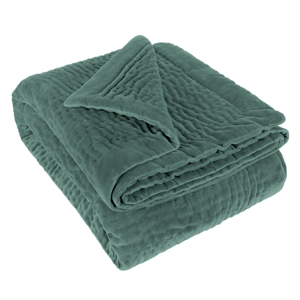 Velvet Quilted Throw - Seafoam - Draper and Mercer