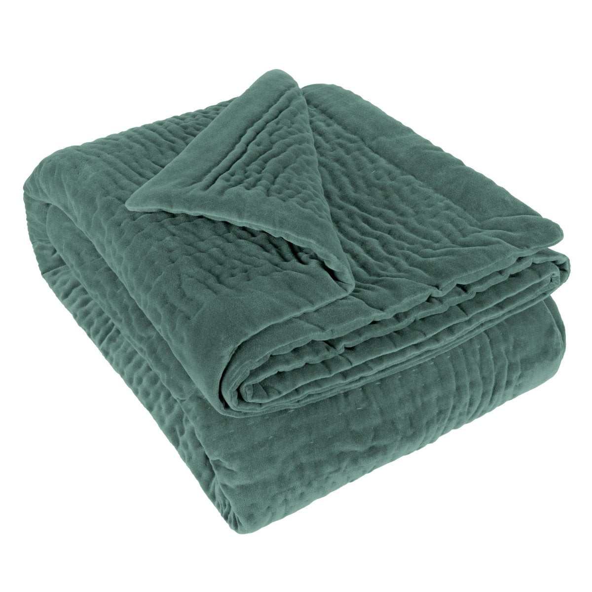 Velvet Quilted Throw - Seafoam - Draper and Mercer