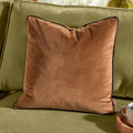 Meridian Velvet Cushion - Caramel/Chocolate - Draper and Mercer