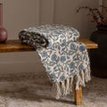 Floral Printed Cotton Throw - Blue - Draper and Mercer