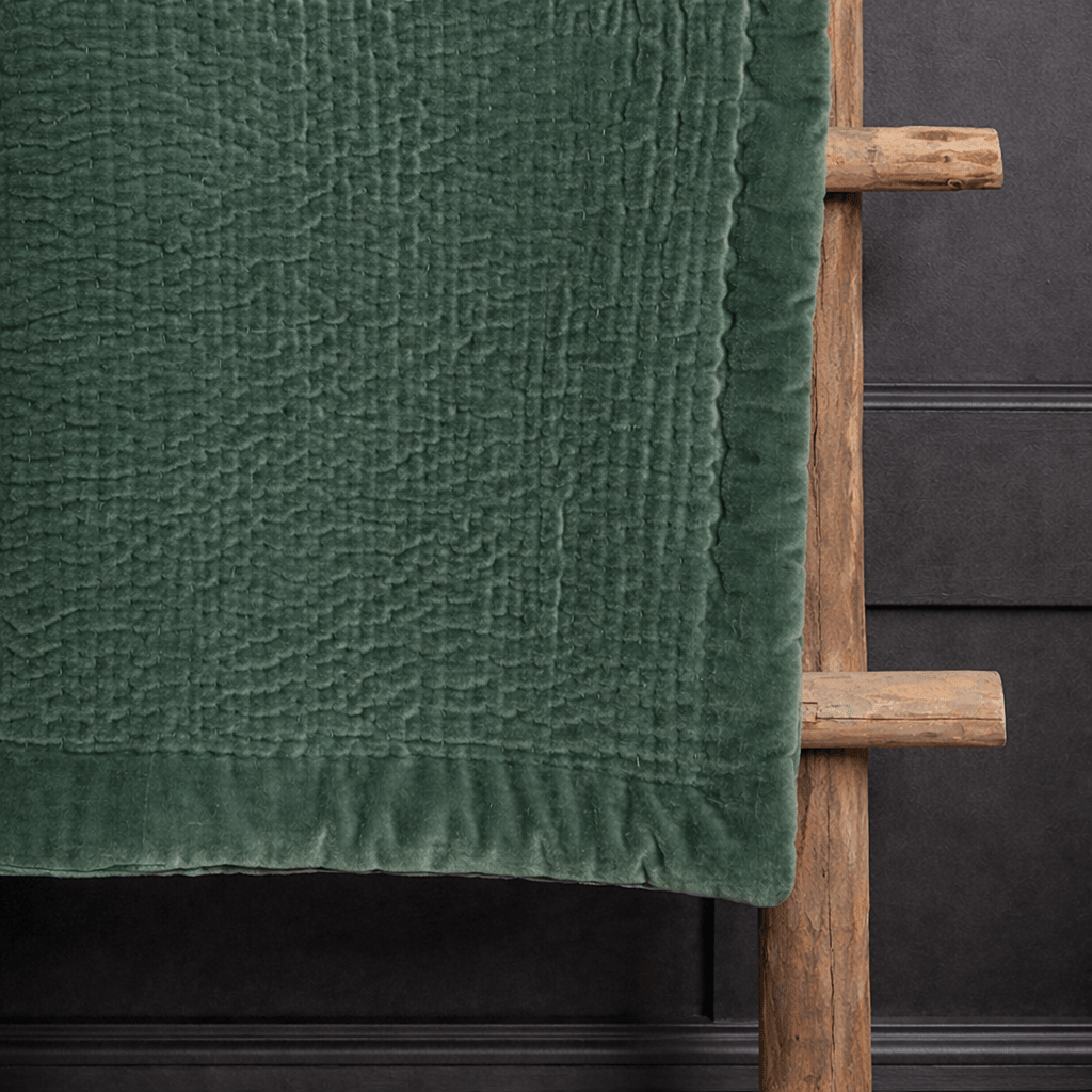 Velvet Quilted Throw - Seafoam - Draper and Mercer