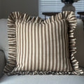 The Alder Stripe Pure Linen Ruffle Cushion - Draper and Mercer