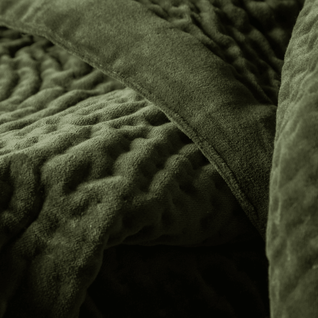 Velvet Quilted Throw - Sage - Draper and Mercer