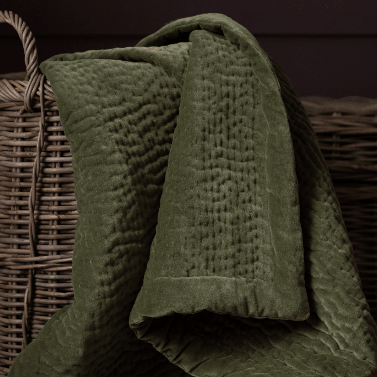 Velvet Quilted Throw - Sage - Draper and Mercer