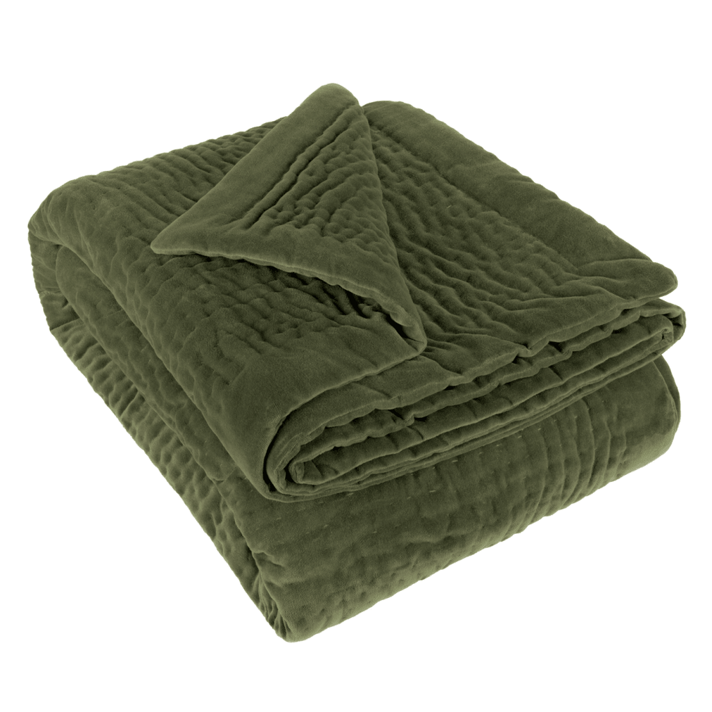 Velvet Quilted Throw - Sage - Draper and Mercer