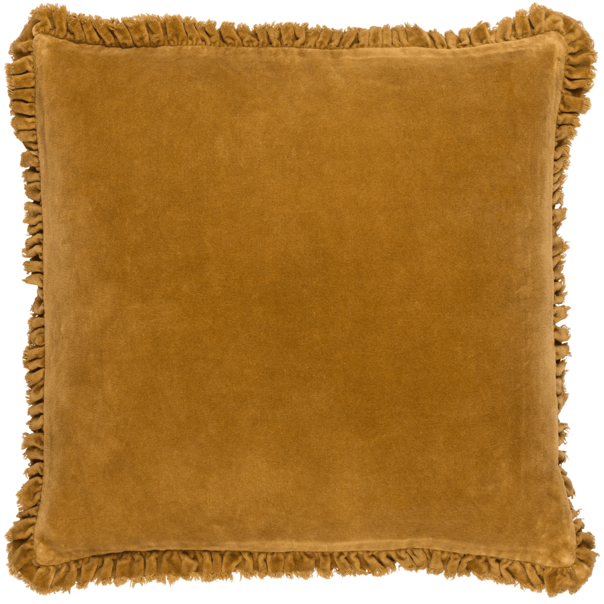 Washed Cotton Velvet Cushion – Saffron - Draper and Mercer