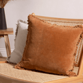 Washed Cotton Velvet Cushion – Rust - Draper and Mercer