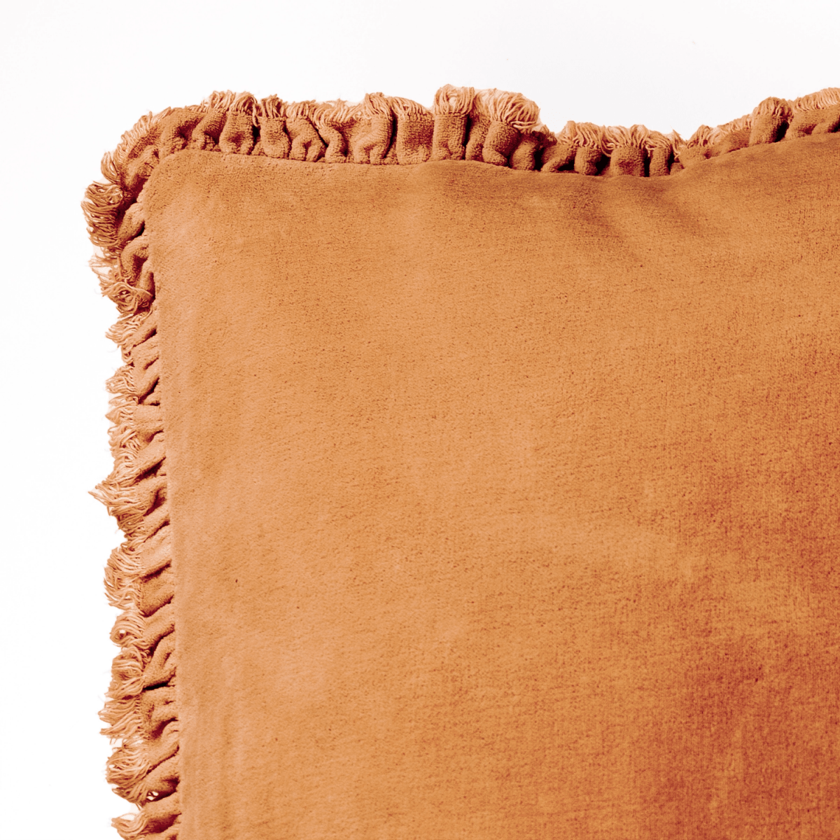 Washed Cotton Velvet Cushion – Rust - Draper and Mercer