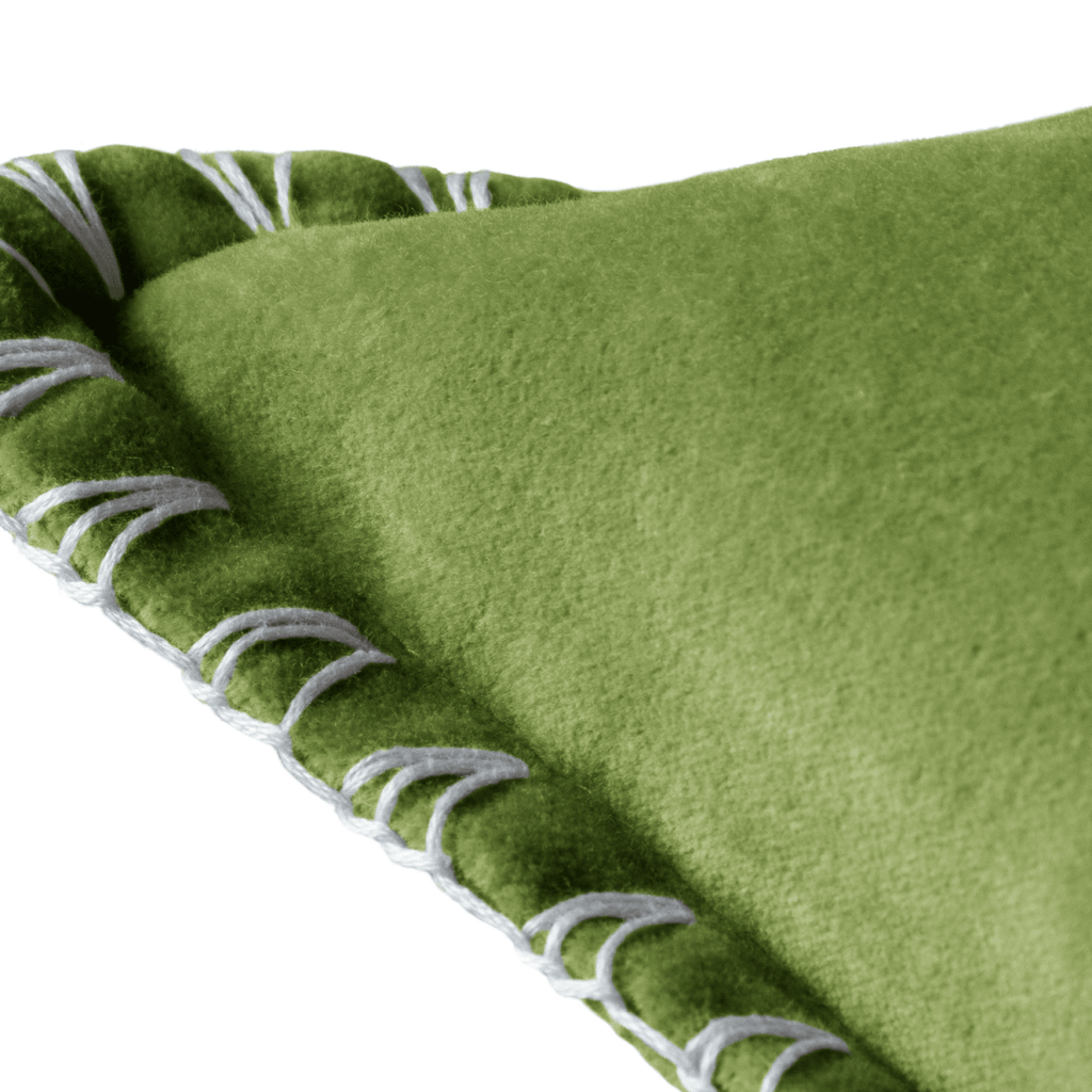 Stitch Embroidered Cushion - Green - Draper and Mercer
