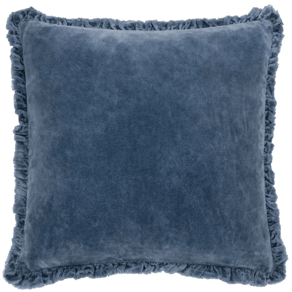 Washed Cotton Velvet Cushion – Ink - Draper and Mercer