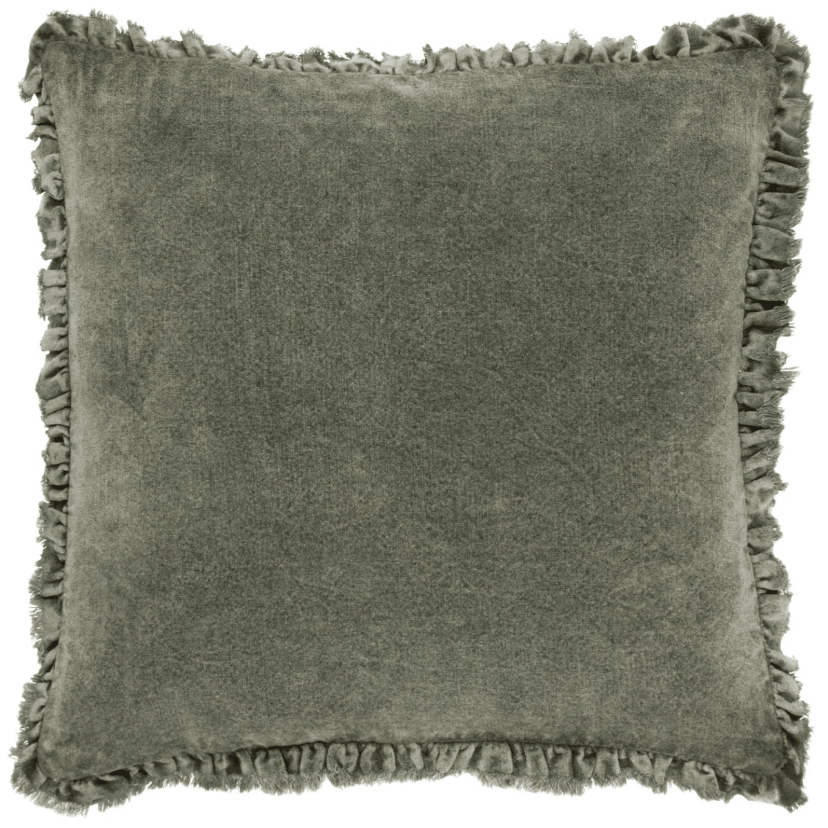 Washed Cotton Velvet Cushion – Moss - Draper and Mercer