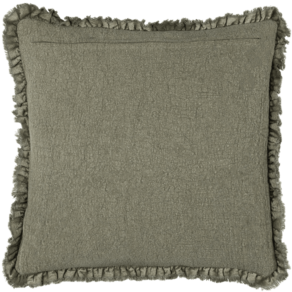 Washed Cotton Velvet Cushion – Moss - Draper and Mercer