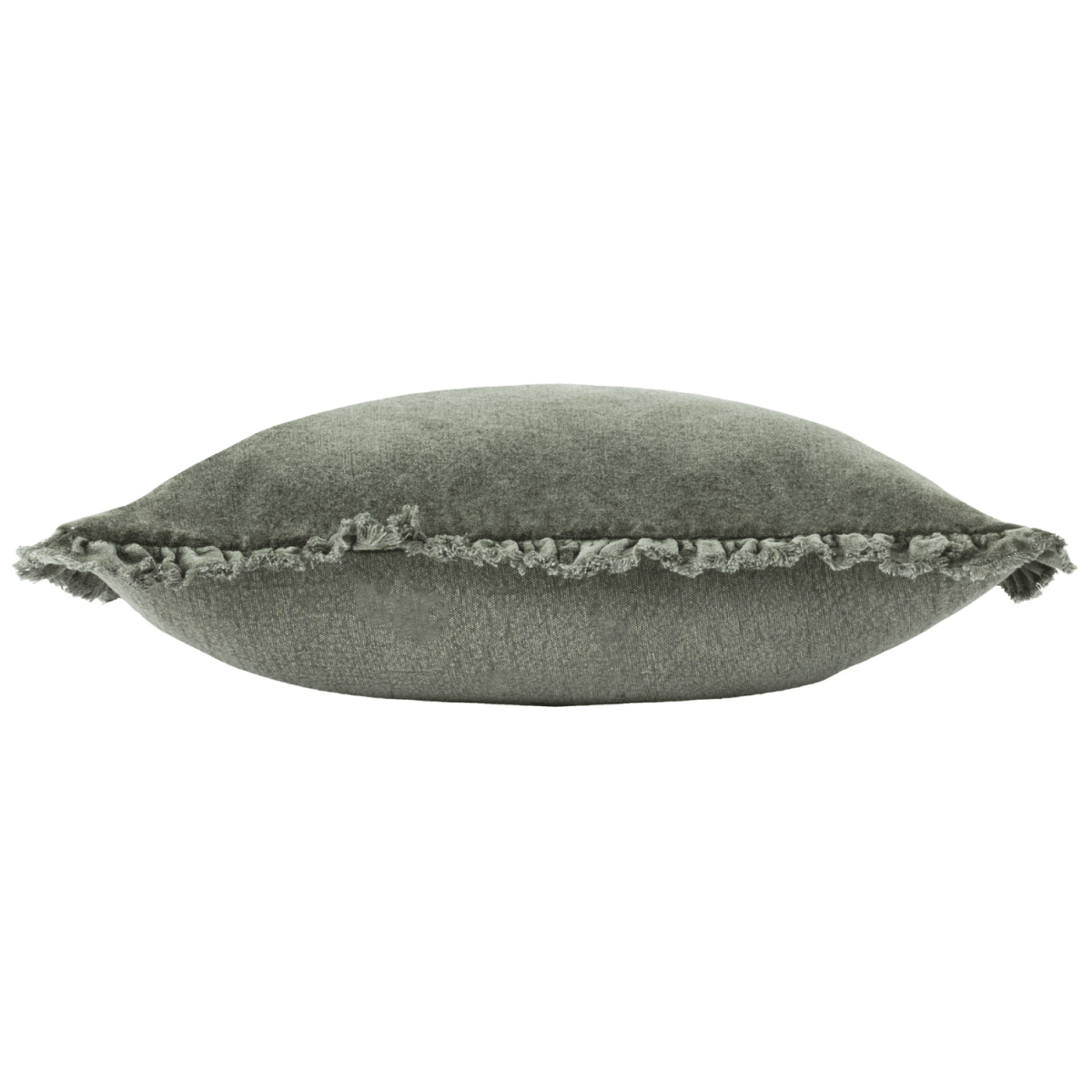 Washed Cotton Velvet Cushion – Moss - Draper and Mercer