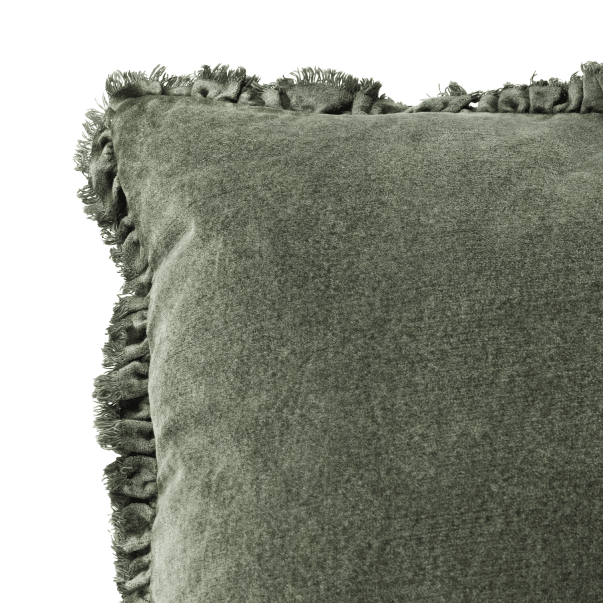 Washed Cotton Velvet Cushion – Moss - Draper and Mercer