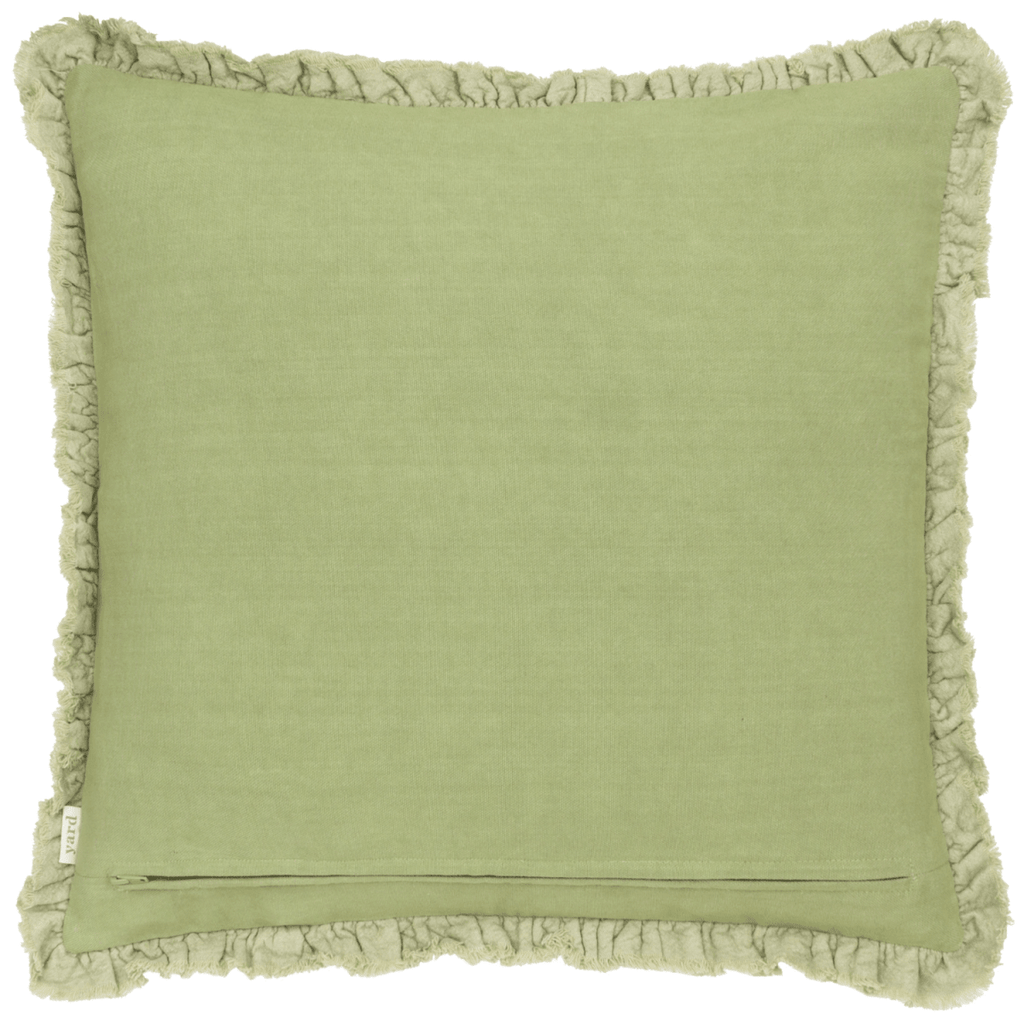 Washed Cotton Velvet Cushion – Sage - Draper and Mercer