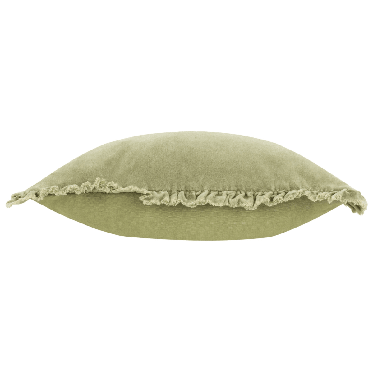 Washed Cotton Velvet Cushion – Sage - Draper and Mercer