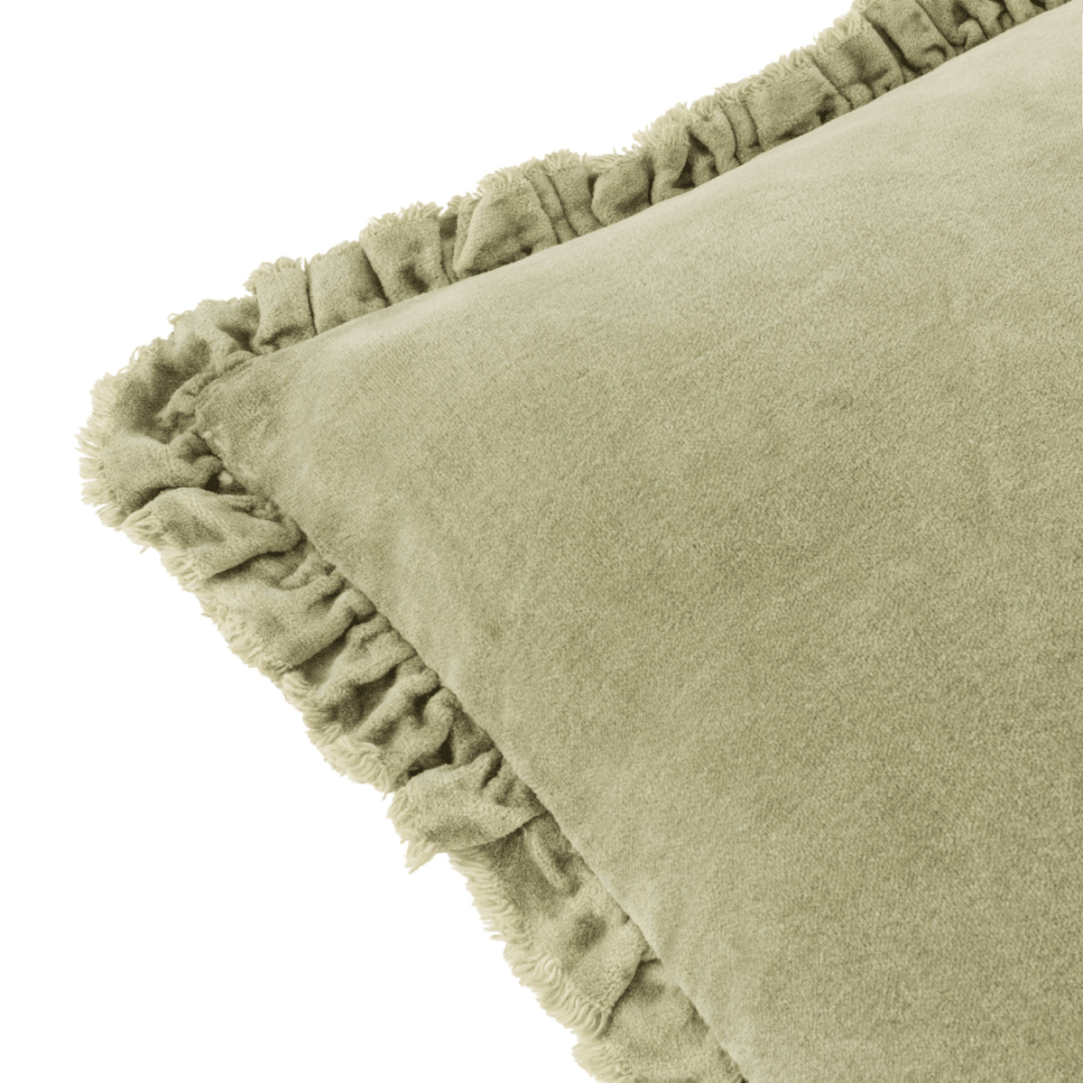 Washed Cotton Velvet Cushion – Sage - Draper and Mercer